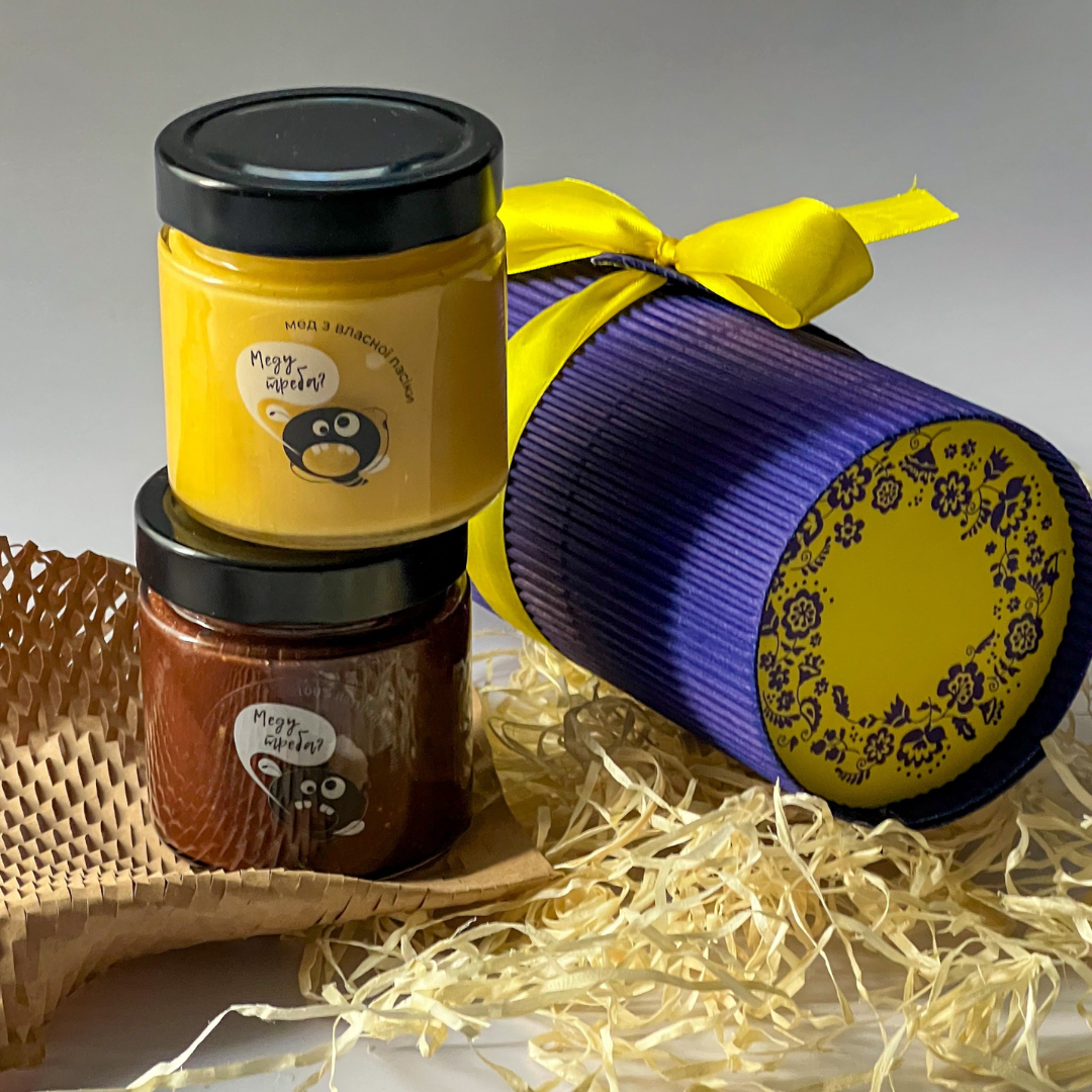Подарунковий набір "Україна" – крем-мед Шоколад з фундуком та Лимон-Імбір 600 г