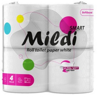 Папір туалетний “Mildi Smart” 93*105/45 целюл. 2 шар. (4 шт)