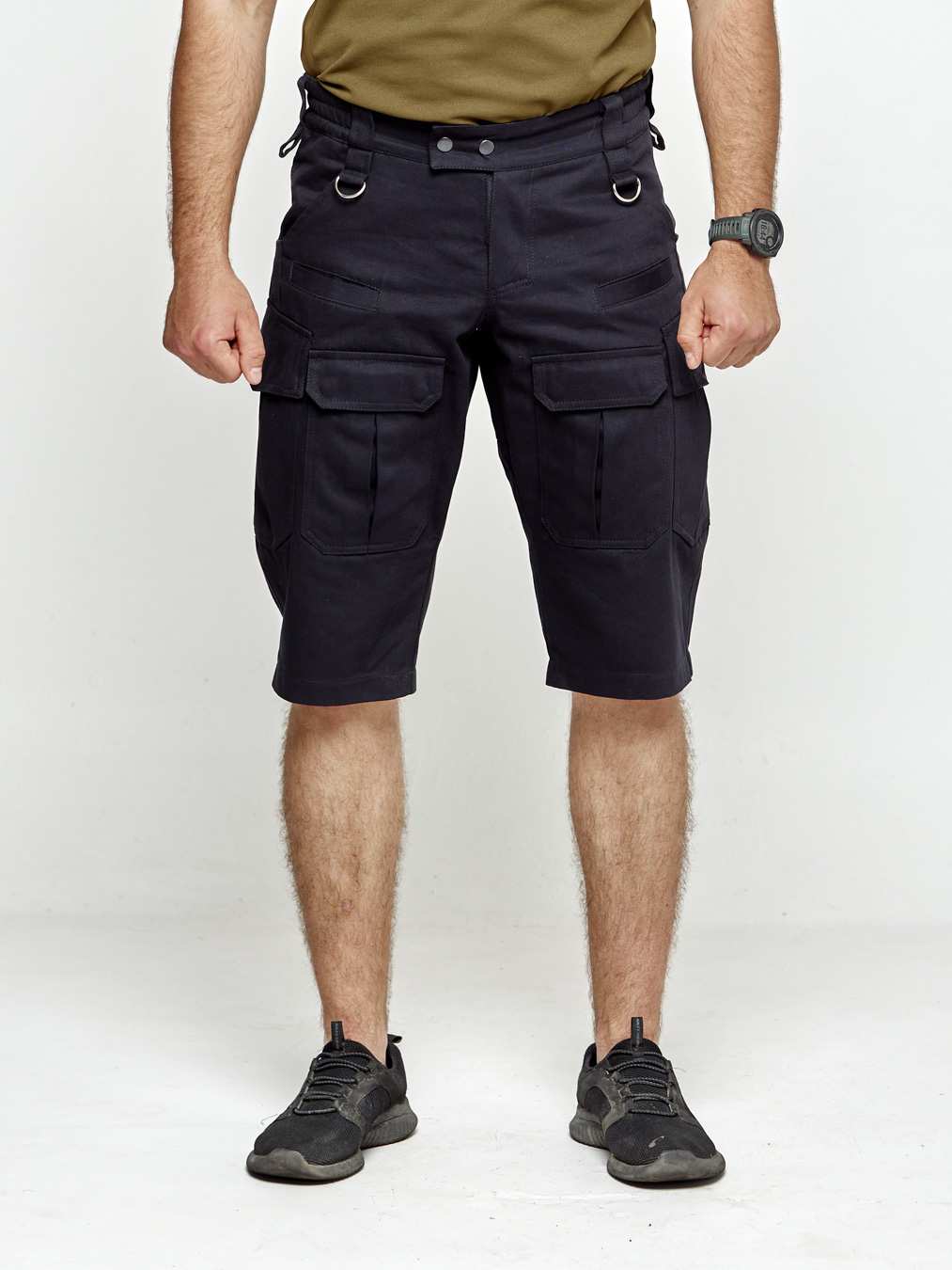 Чоловічі тактичні шорти UKM з чотирма накладними кишенями чорні