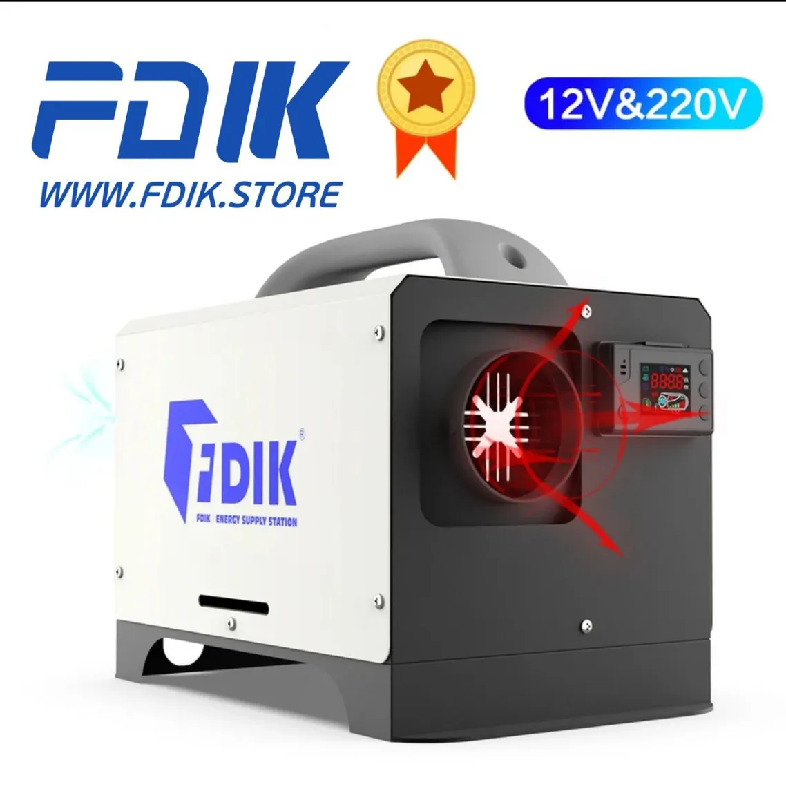 12 v Обігрівач портативний дизельний FDIK 5 кВт 12 В квадрат