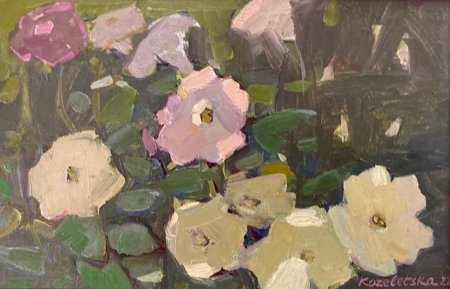 Petunias, 2022, 20x30 sm, cardboard