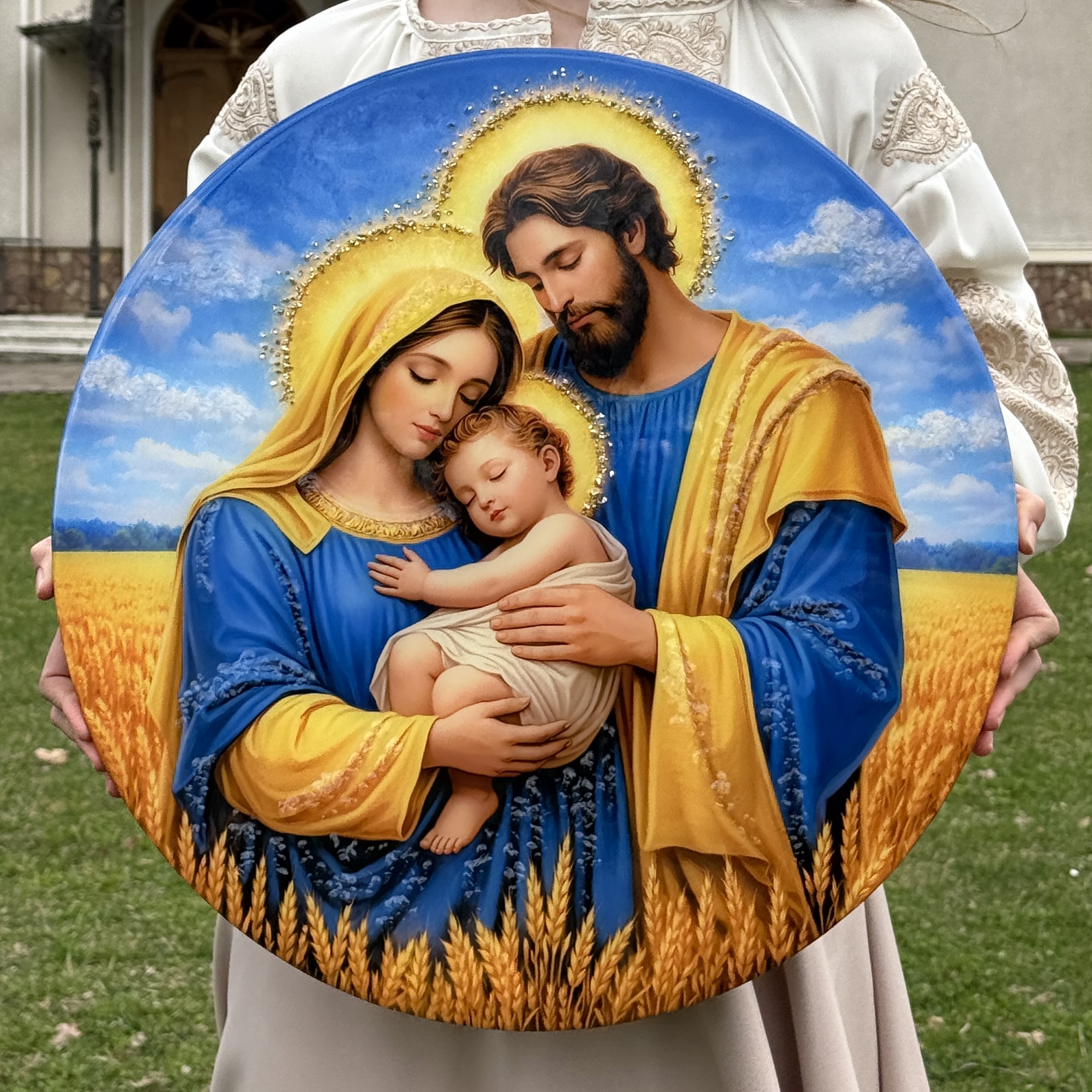 Ікона "Свята Родина" Синьо-Жовта