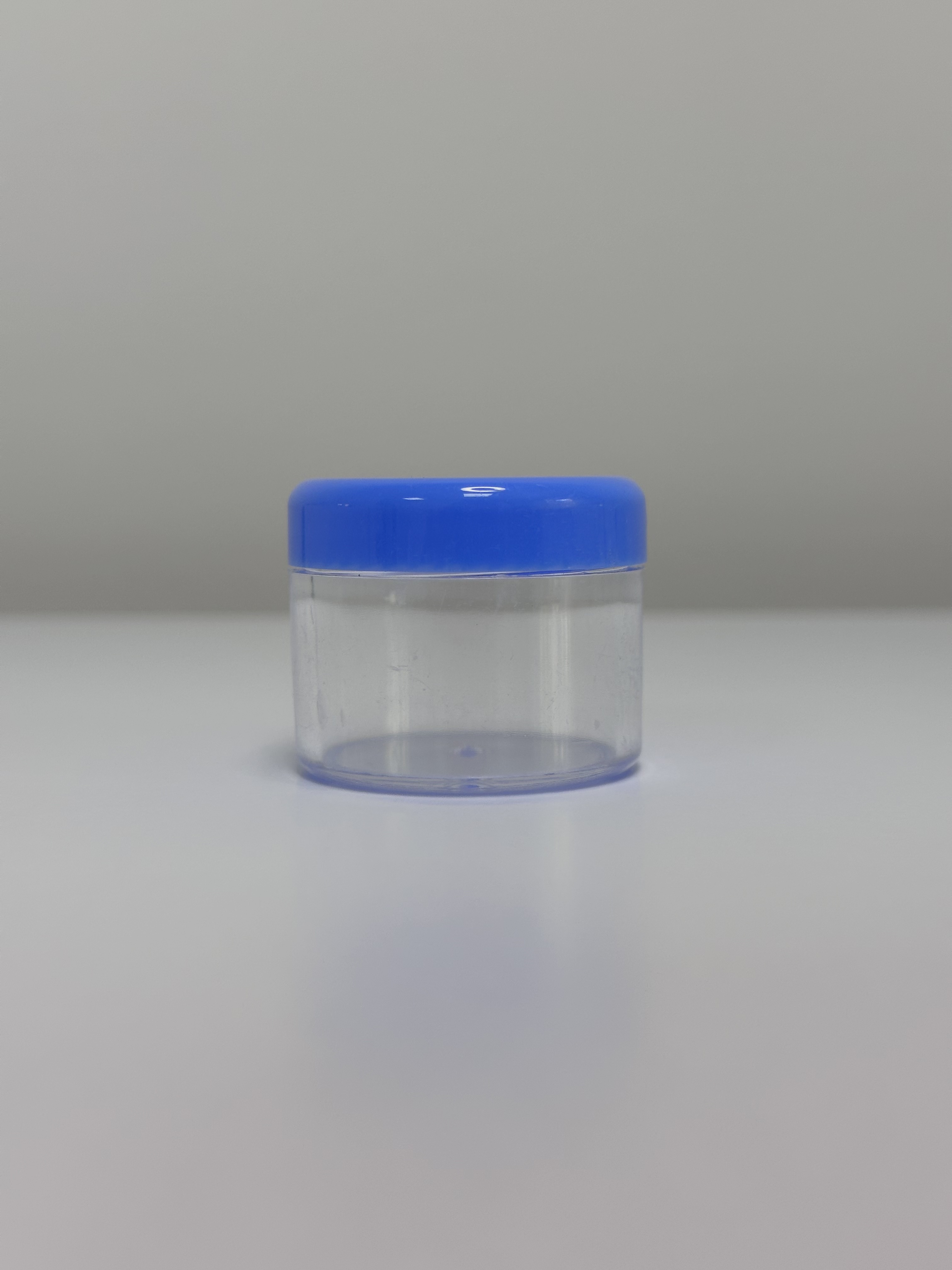 Баночка косметична 20 мл пластикова (блакитна кришка)