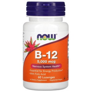 NOW Foods B-12 5000 mcg + Folic - 60 пастилок