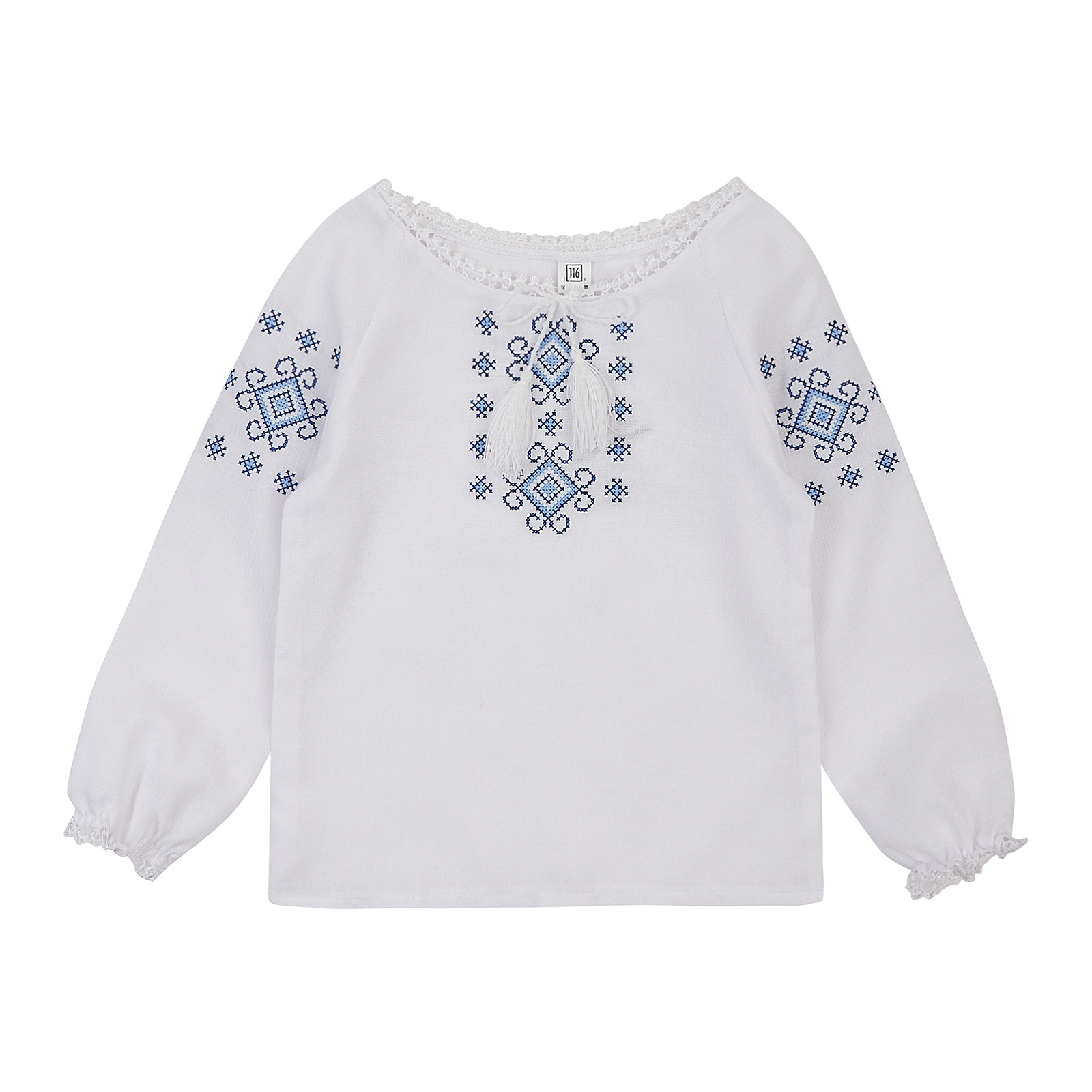 Вишиванка для дівчинки з блакитною вишивкою