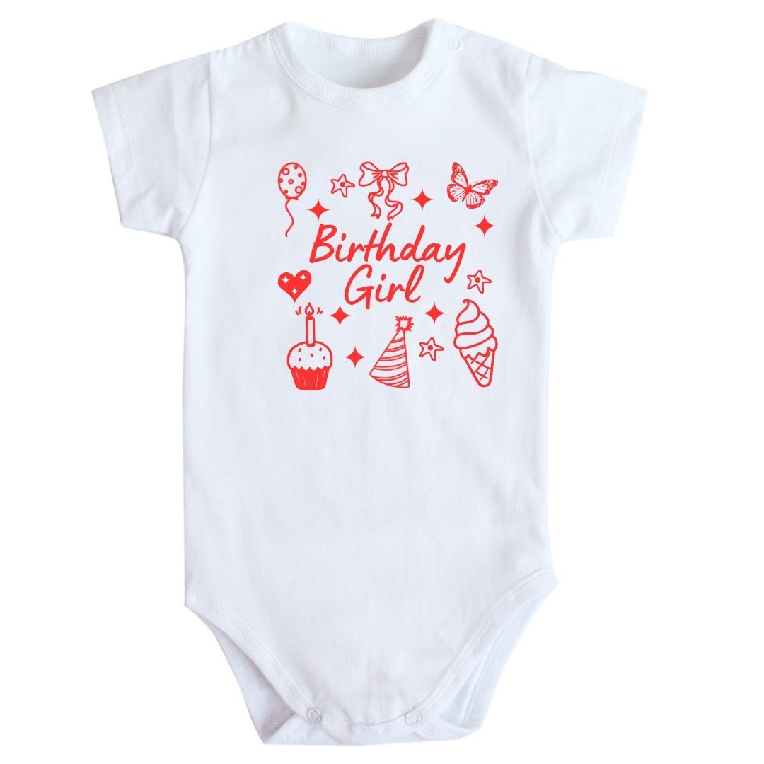 Дитячий боді до дня народження дівчинки з принтом Birthday girl
