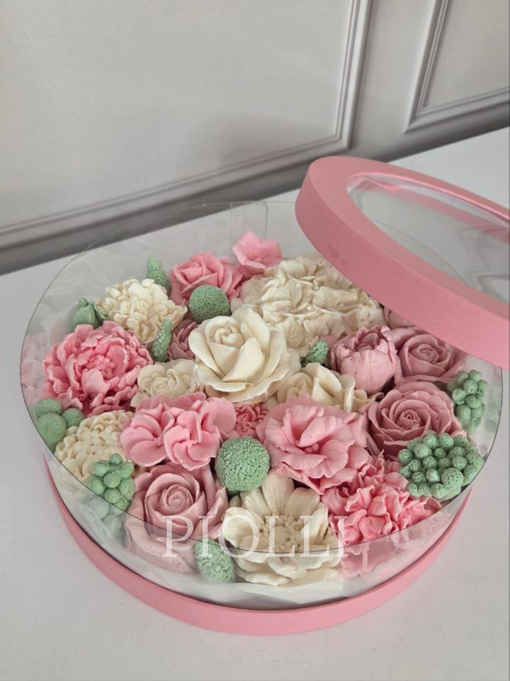 Коробка квітів з зефіру акваріум D25