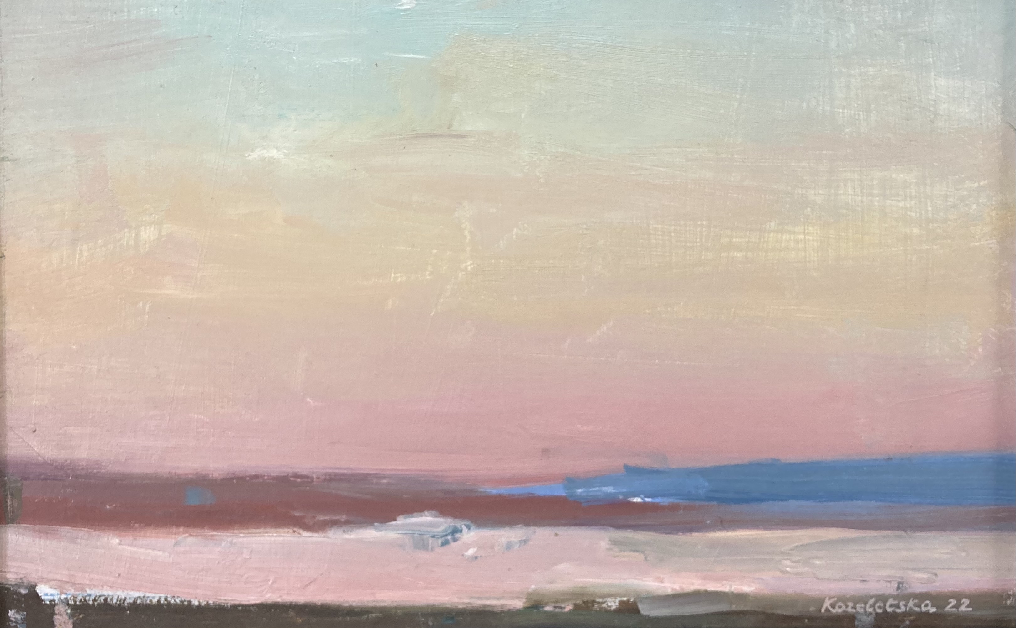 Cozy evening. Lake Hiren, 2022, 20x30,5 sm, oil on cardboard