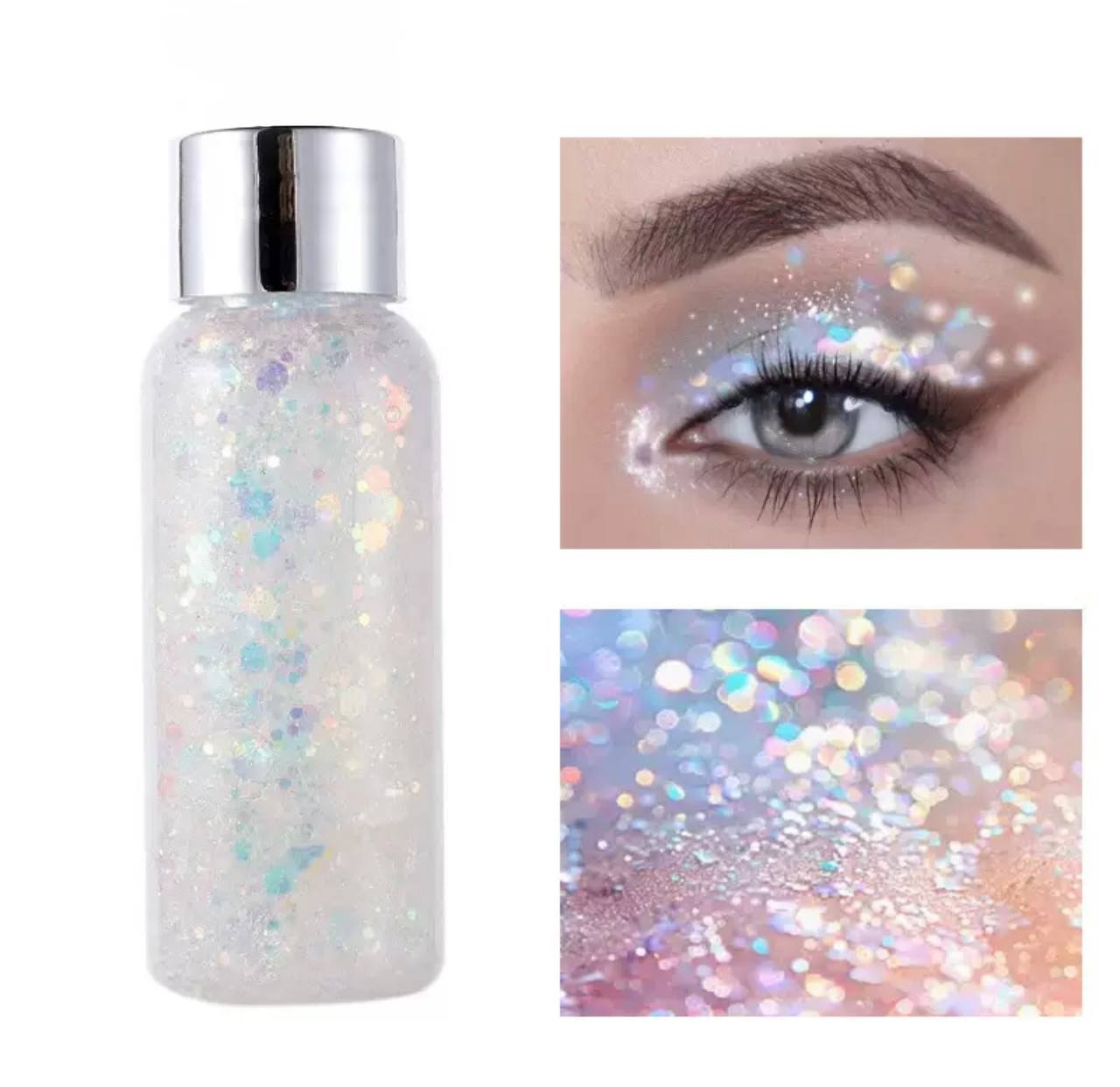 Шиммер, гліттер для макіяжу сріблястий