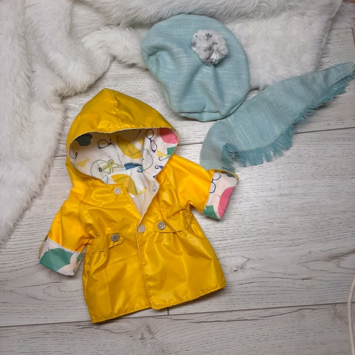 Плащ для Baby Born 43см, дощовик з беретом і шарфом