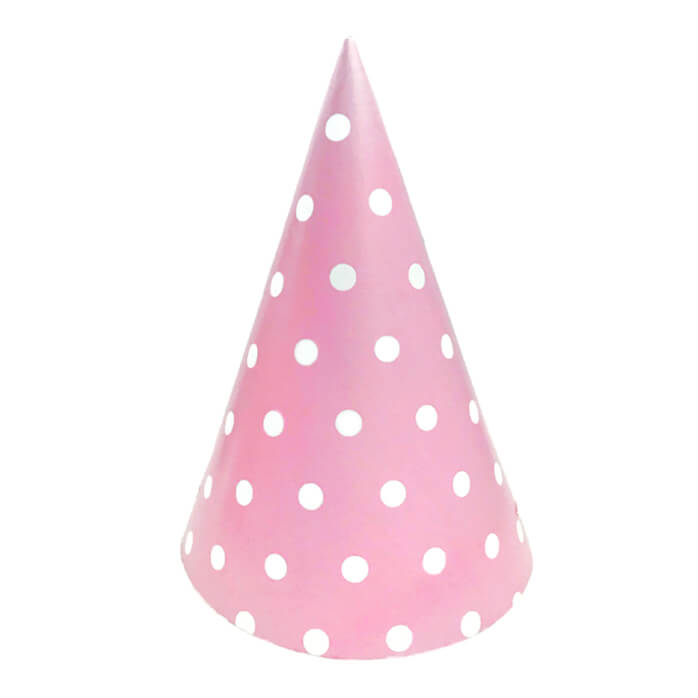 Рожеві ковпачки в білий горох