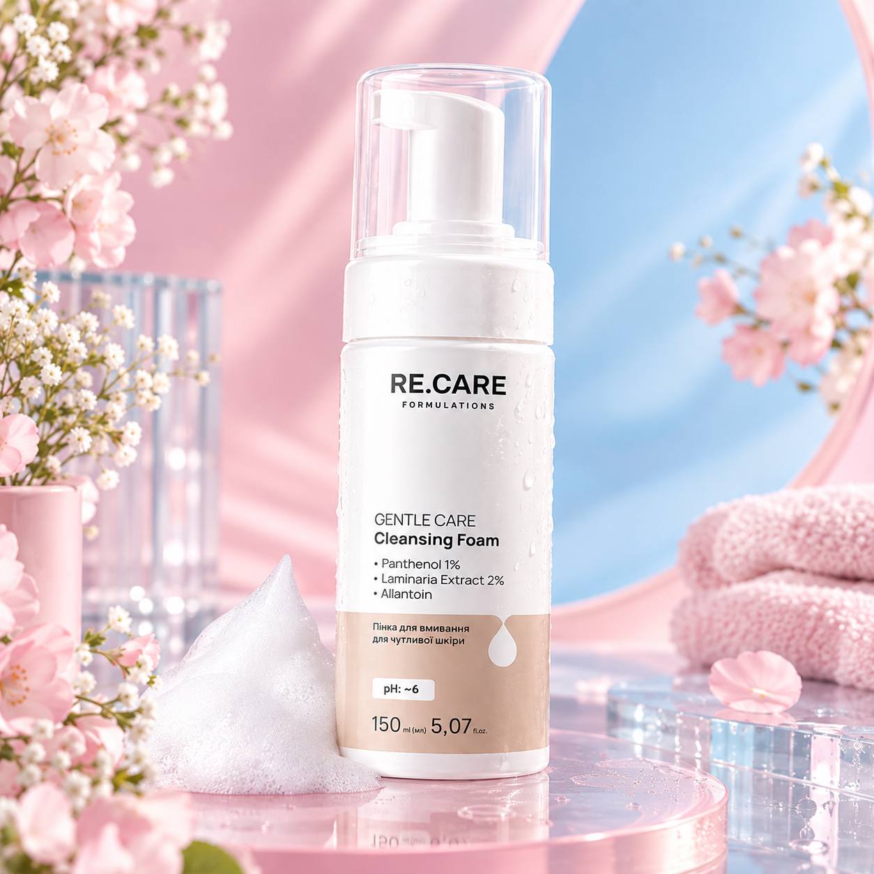 RE.CARE GENTLE CARE CLEANSING FOAM Пінка для чутливої шкіри Україна