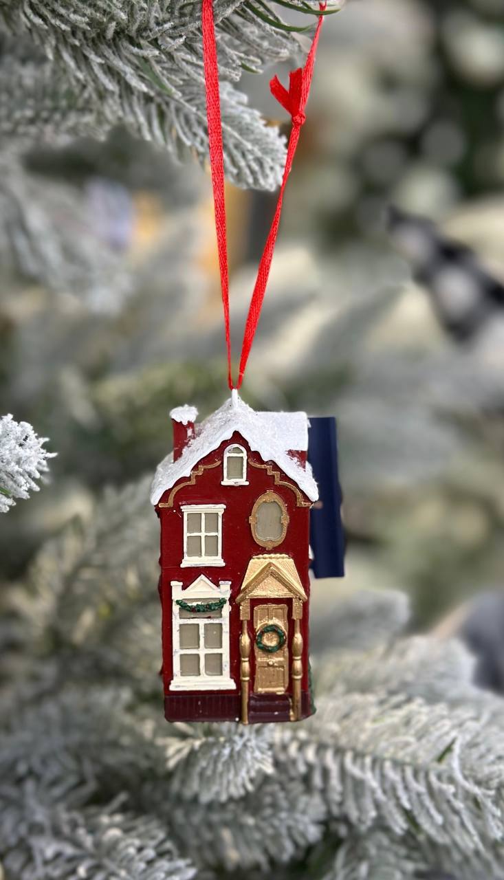 Декоративна підвіска Будиночок, 8,4см, колір - червоний