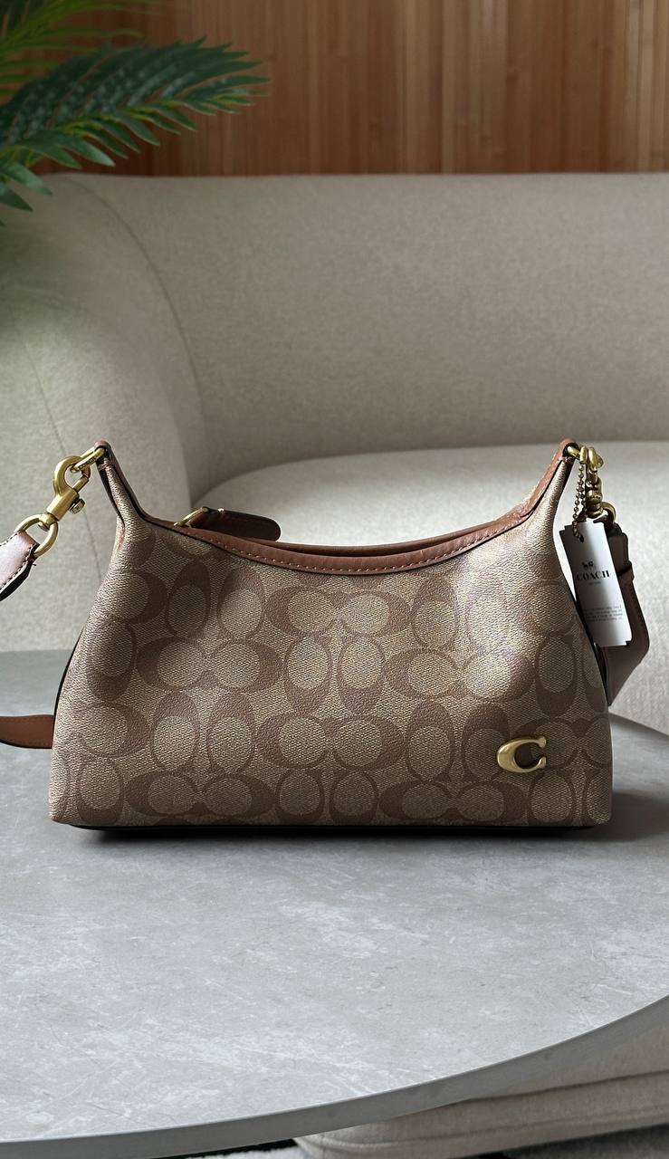 Coach Juliet Shoulder Bag Leather IIn Signature Canvas Beige