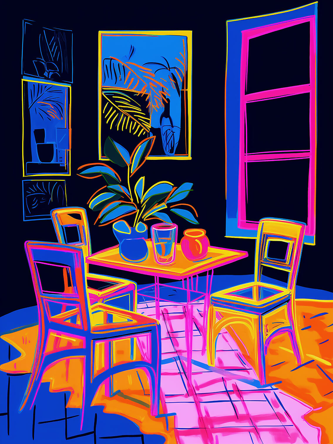 Evening cafe II, 60x80 cm, original acrylic painting on canvas