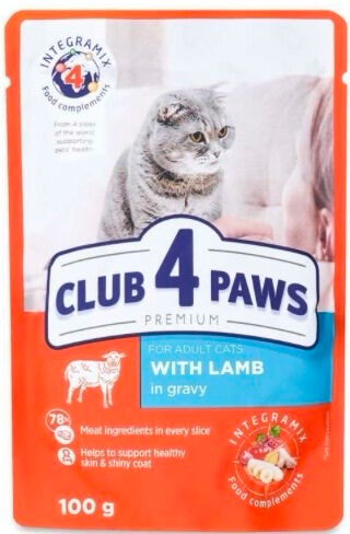 Клуб 4 лапи Premium пауч з ягням в соусі для котів 100гр.