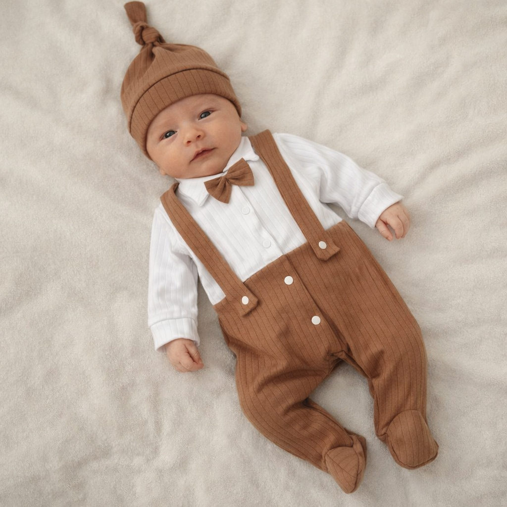 Комплект для новонародженого хлопчика чоловічок з шапочкою джентльмен