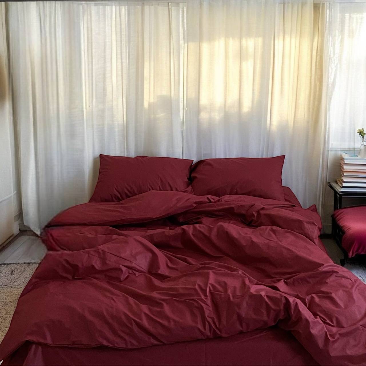 Постільна білизна з ранфорсу, колір Бордо