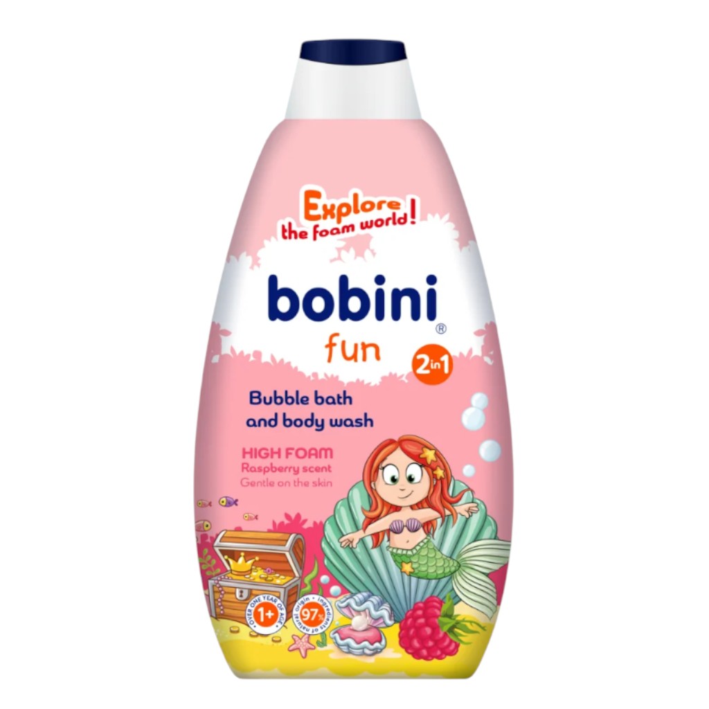 Піна для ванни та гель для душу 2 в 1 Bobini Fun Малина, 500мл, 1+