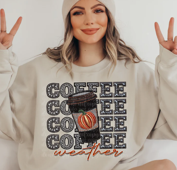 Coffee Faux Rhinestones Sweatshirt-copy