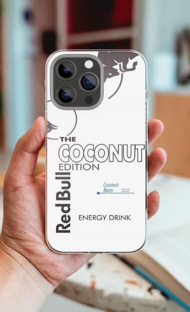 Coconut Edition Red Bull Energy Drink Design Phone Case Iphone 16