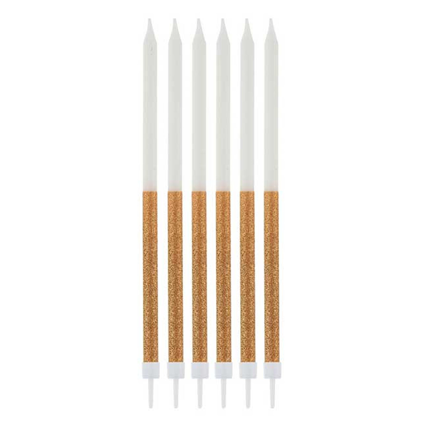 Свічки паличками білі із золотим гліттером 16шт