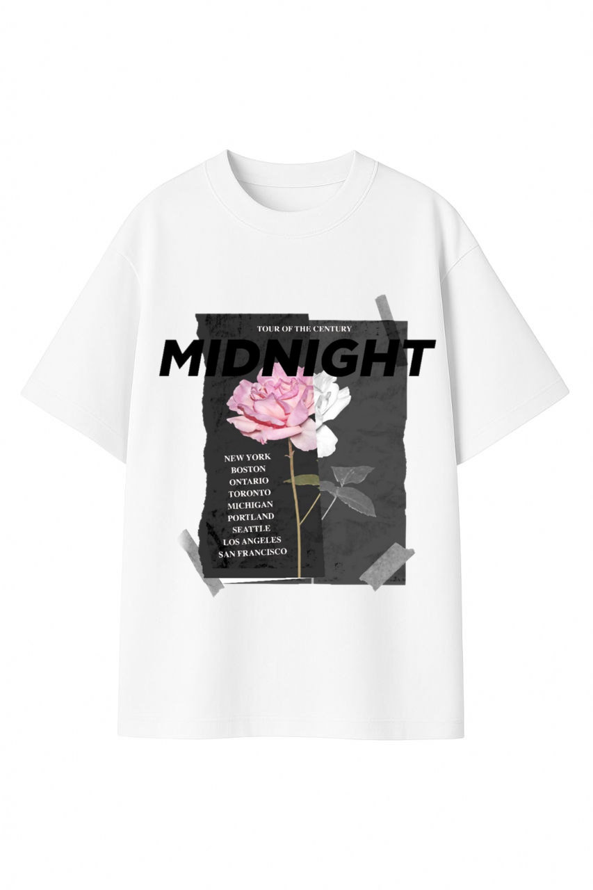 ФУТБОЛКА ОВЕРСАЙЗ БІЛА З ПРИНТОМ "ТРОЯНДА 1"