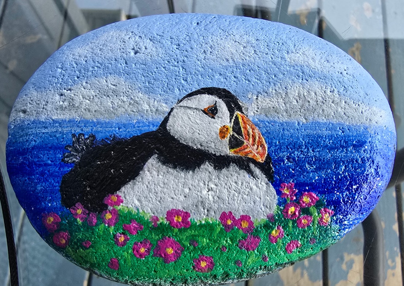 Hand Painted Puffin Rock