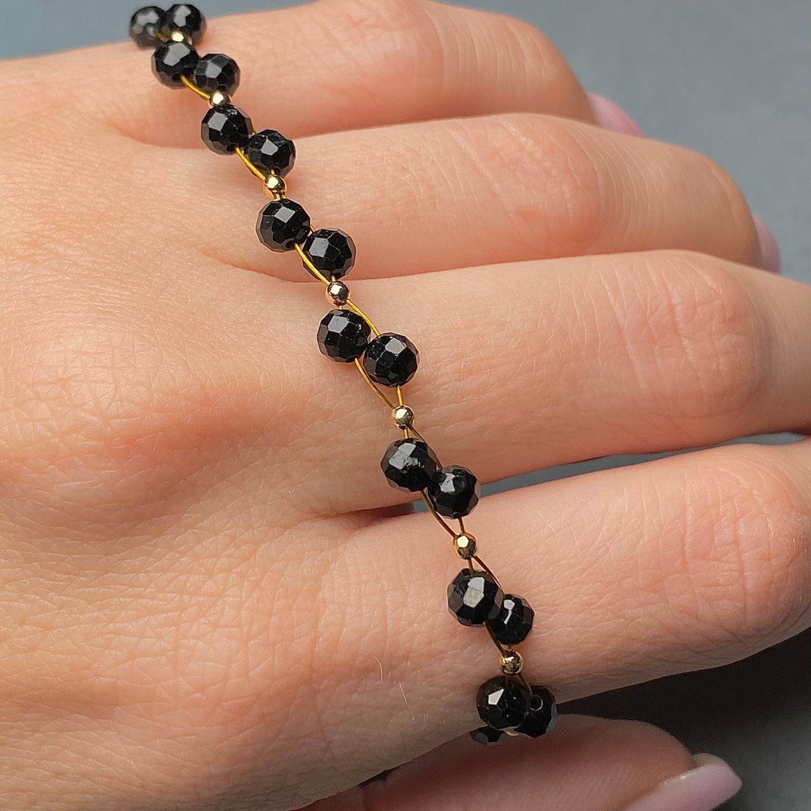 Black Tourmaline Double Wire Bracelet