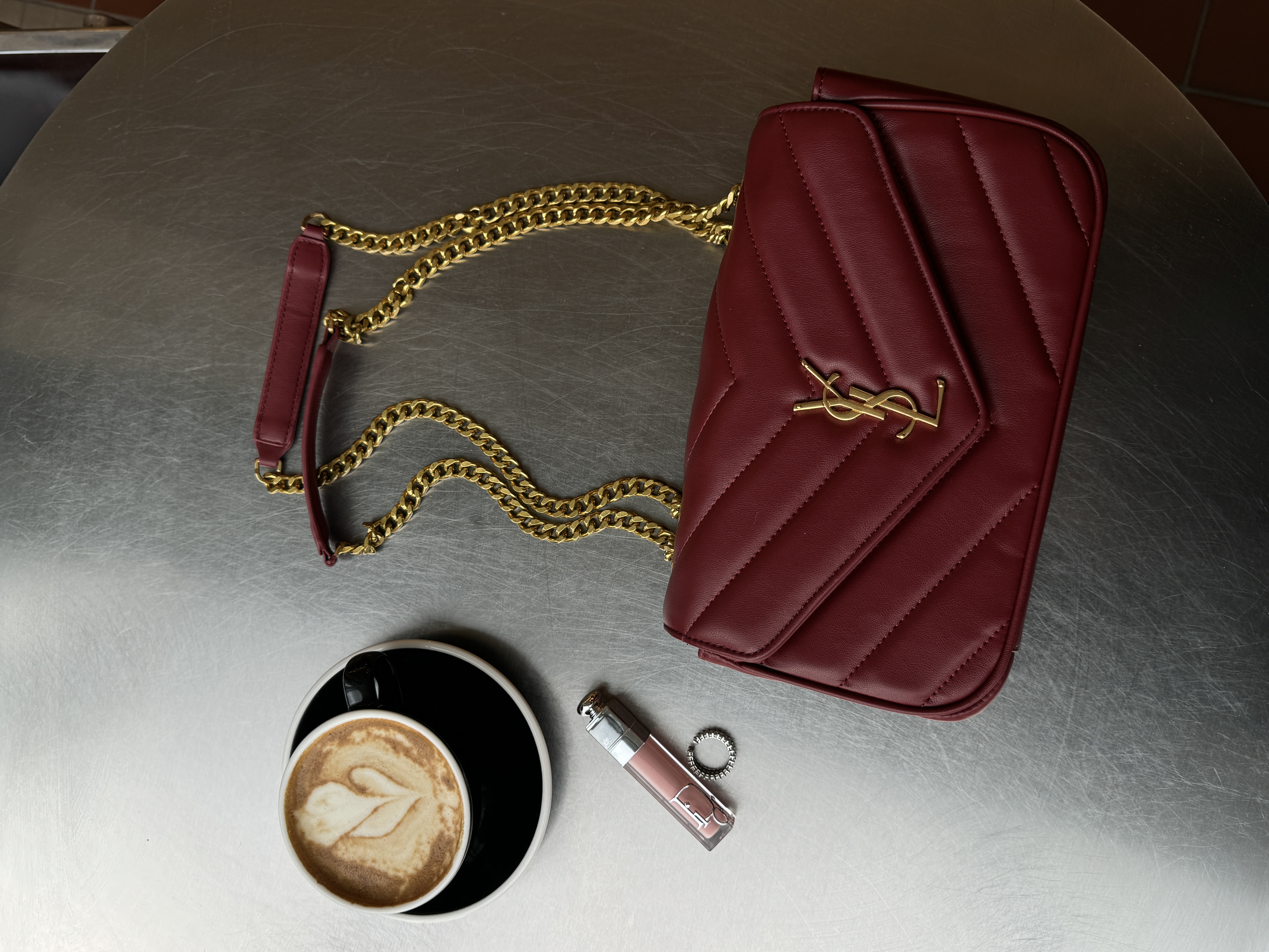 Yves Saint Laurent LouLou Small in Matelassé Lambskin Red/Gold