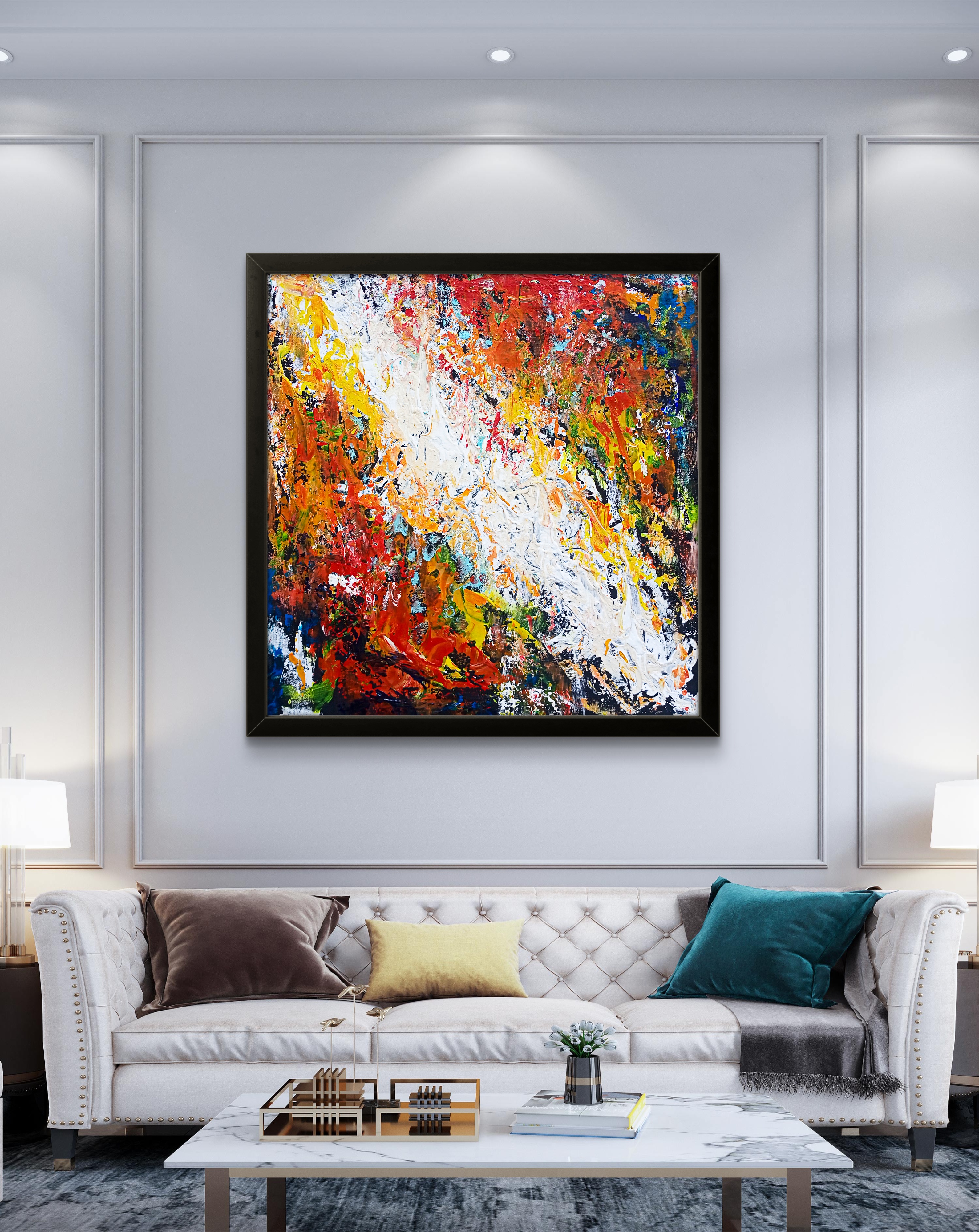 Текстурна картина акрилом  "Палаючий сніг"