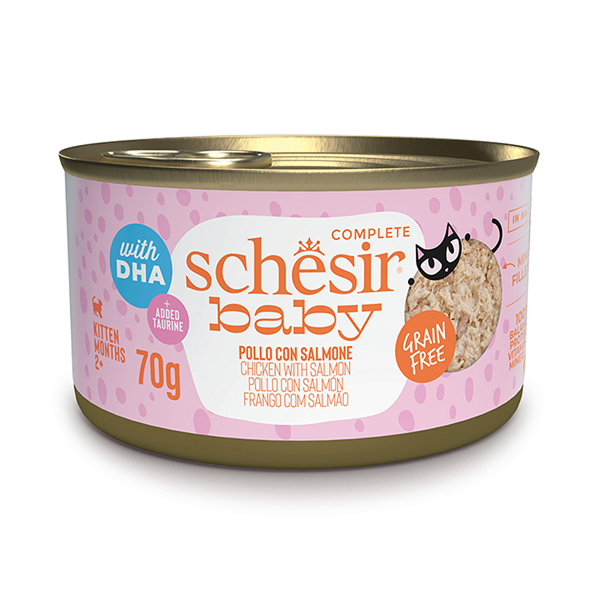 ШЕЗІР КУРКА З ЛОСОСЕМ в бульйоні натуральні консерви для кошенят, банка 70г