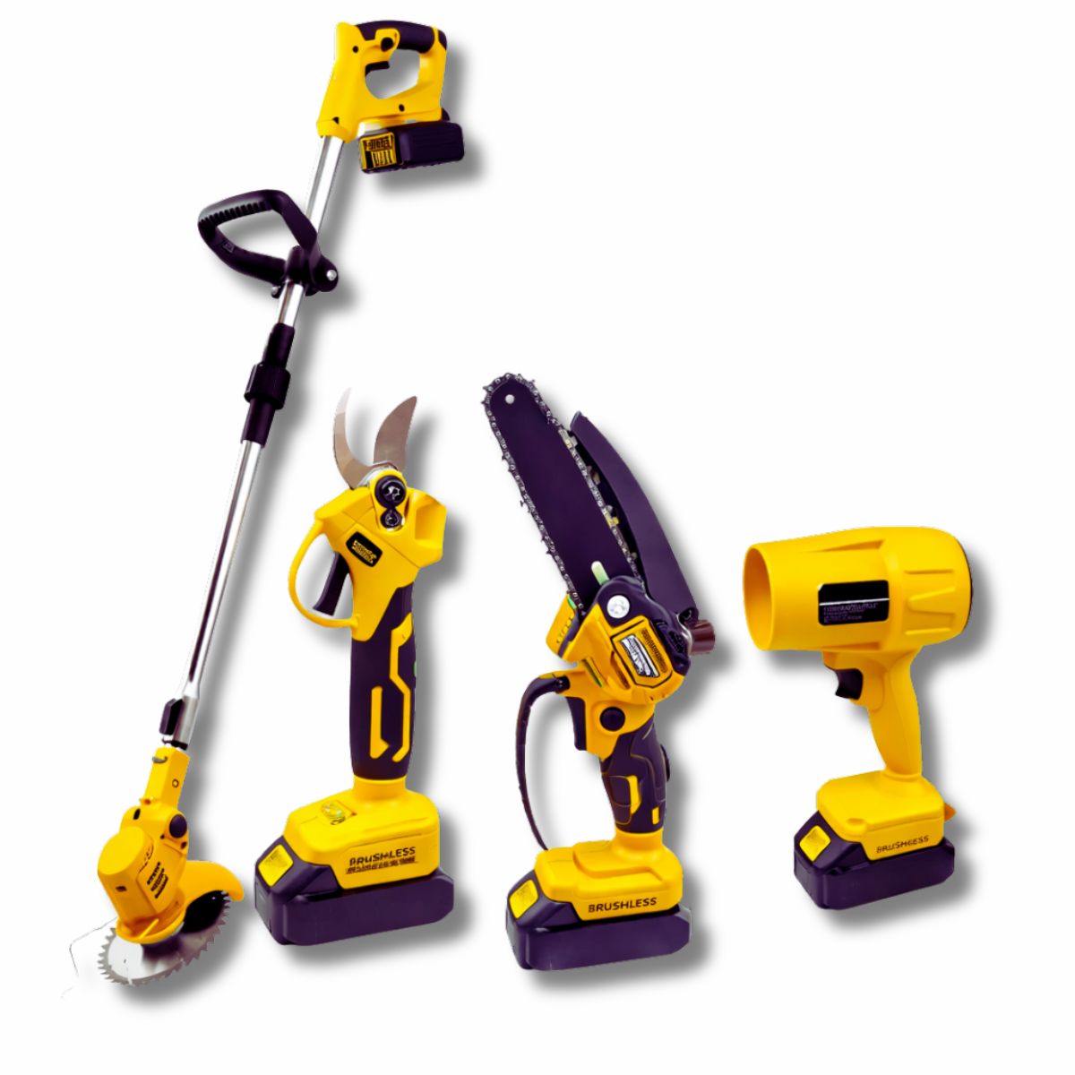 Акумуляторний набір садового інструменту 4в1 Foreo (Пила, Секатор, Тример, Повітродувка) + 2 АКБ 21V