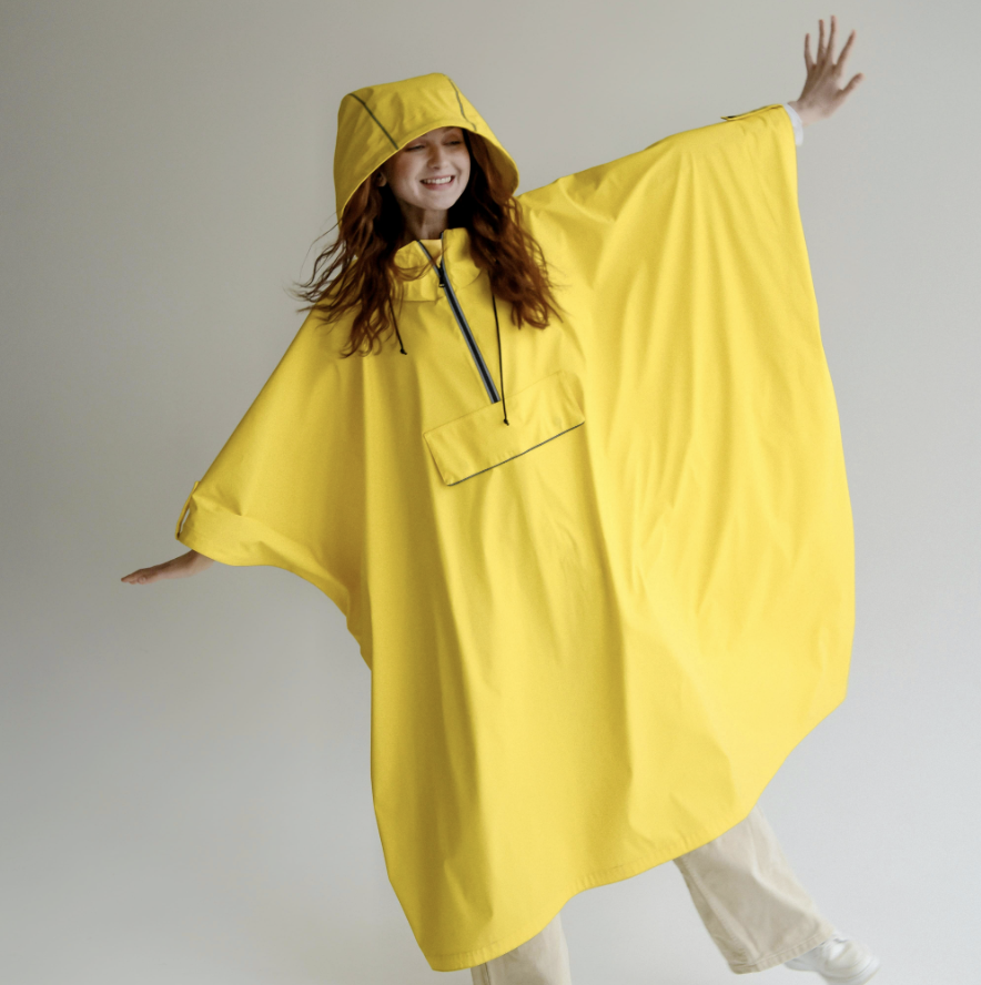 Yellow Poncho Designer Raincoat Unisex