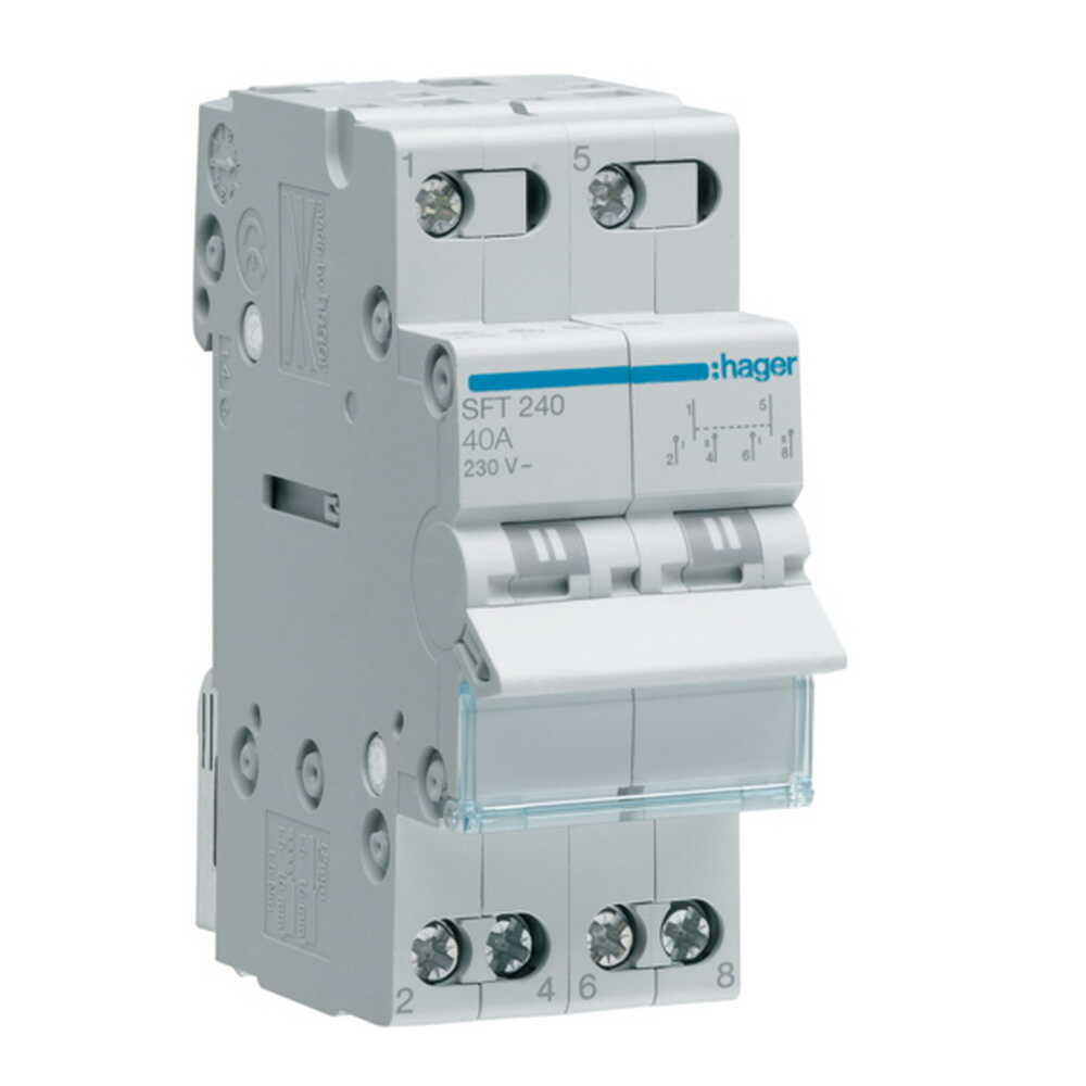 Перемикач навантаження Hager 2P 40A 1-0-2 (модульний)