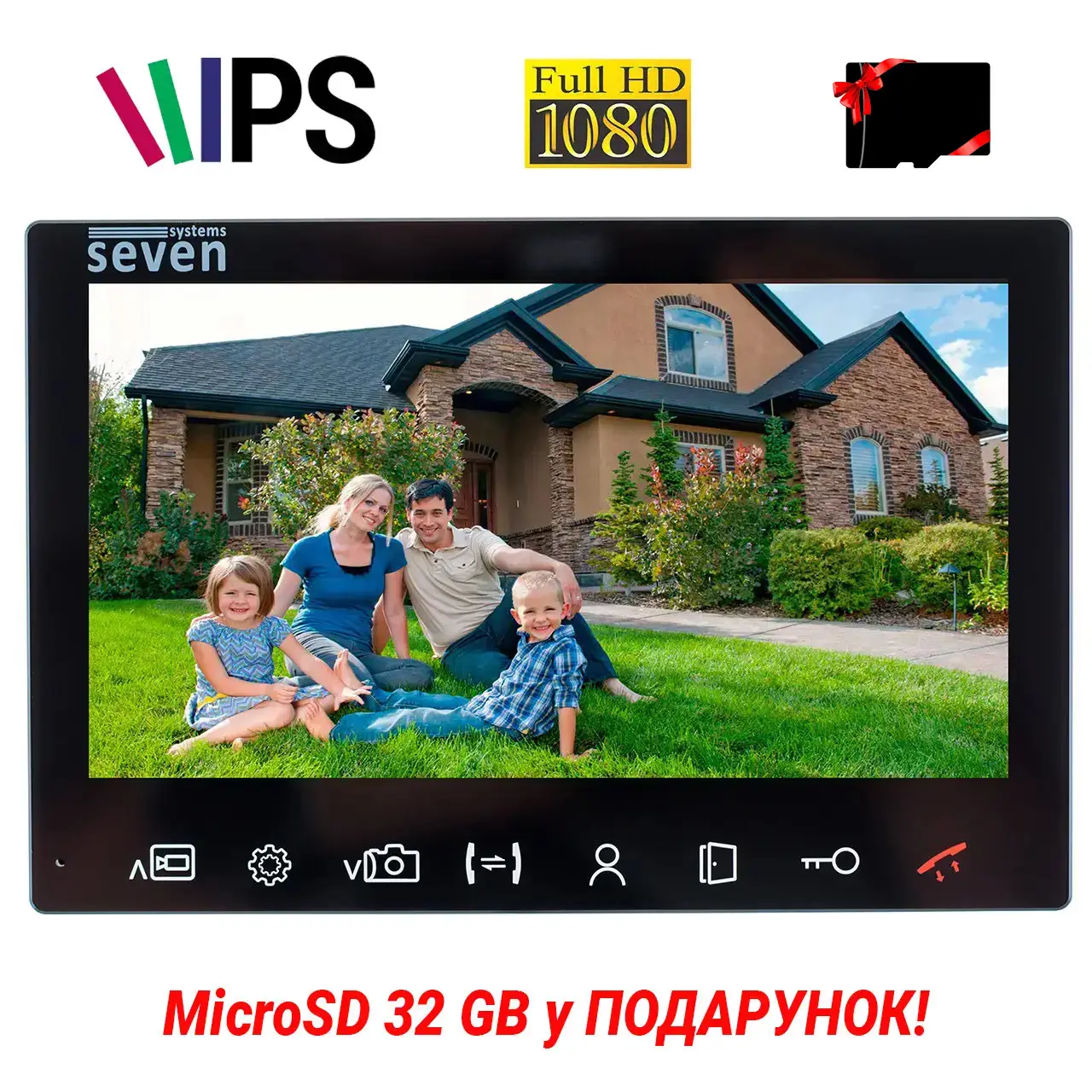 Відеодомофон 7 дюймів SEVEN DP–7575 FHD IPS black