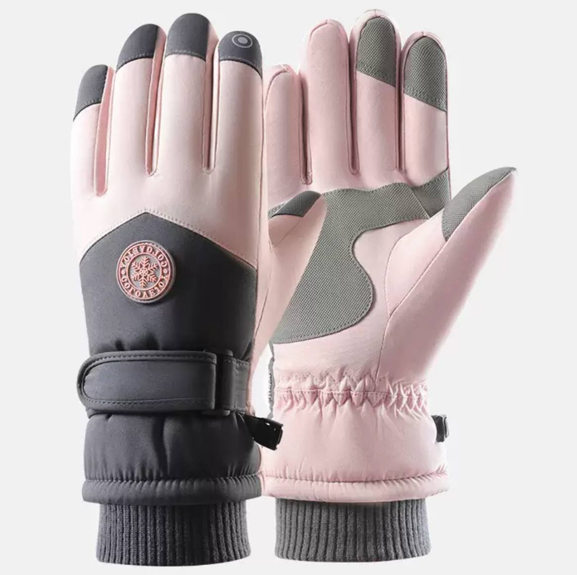Зимові перчатки гірськолижні рожеві