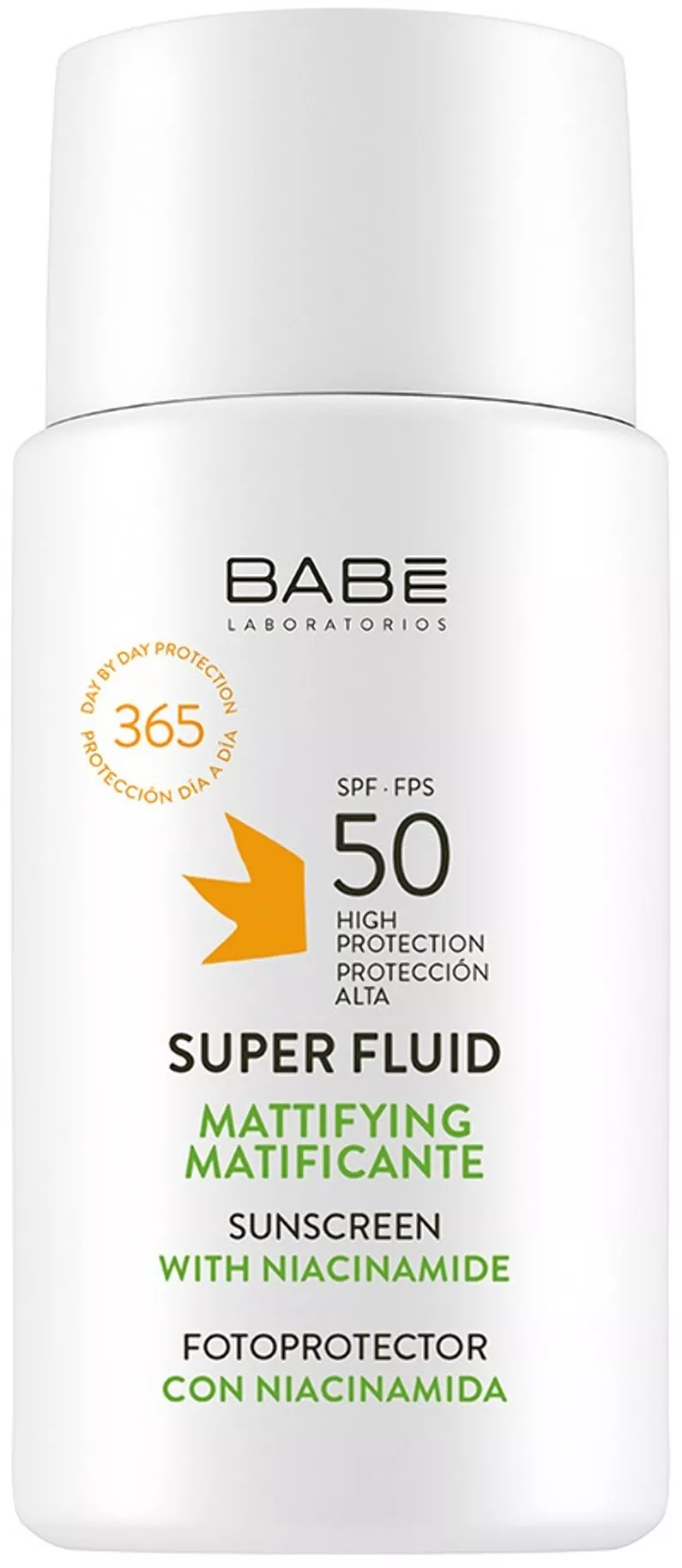 Сонцезахисний матуючий суперфлюїд з ніацинамідом Babe Laboratorios Super Fluid Mattifying SPF50, 50 ml