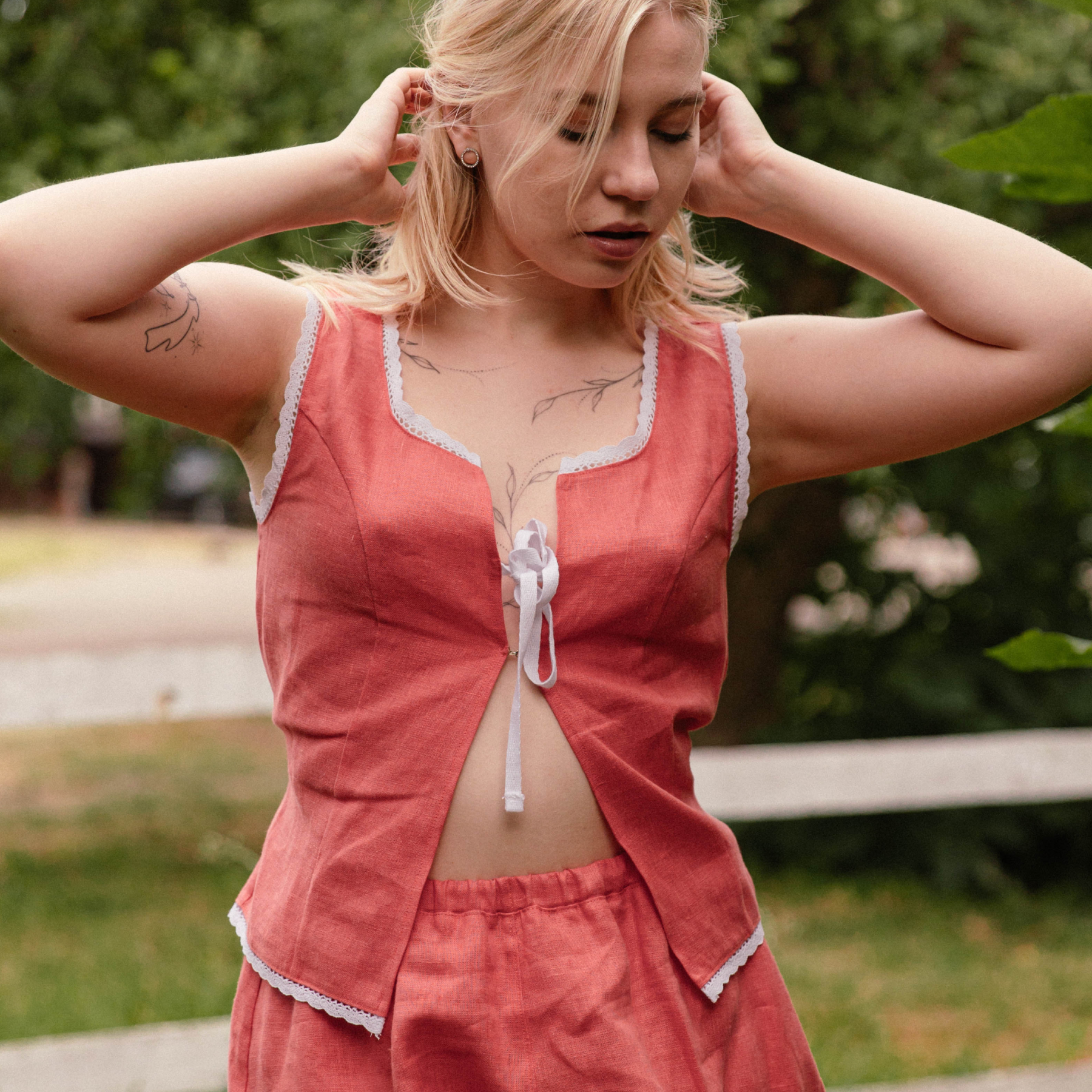 Лляний топ Vintage Lover червоний