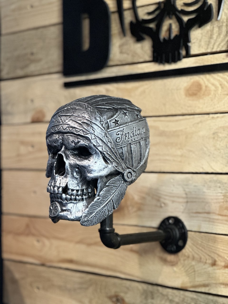 Motorcycle Helmet Skull Rack: Biker Hat Hangar, Unique Biker Gift