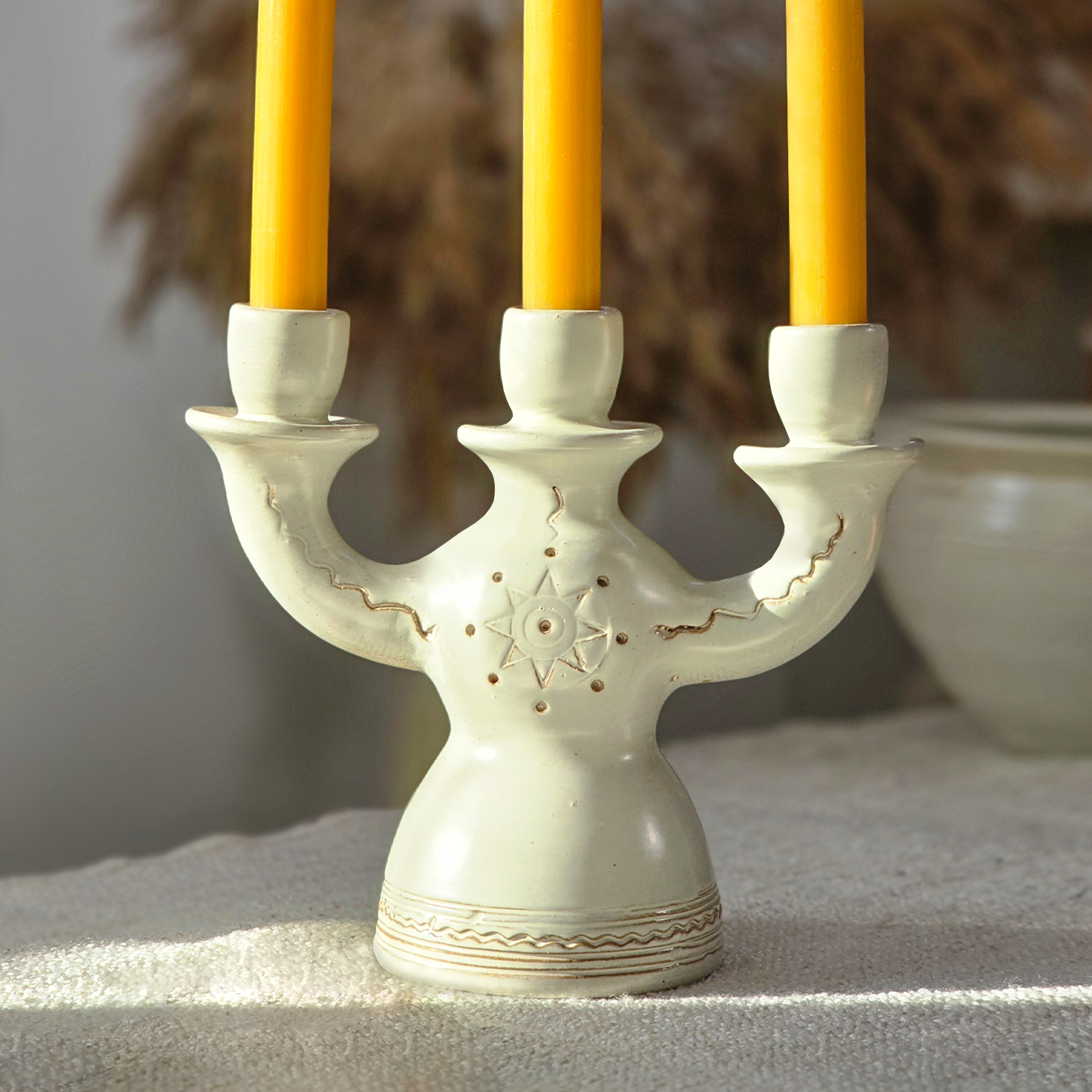 Підсвічник Трійця Бежевий 20 см