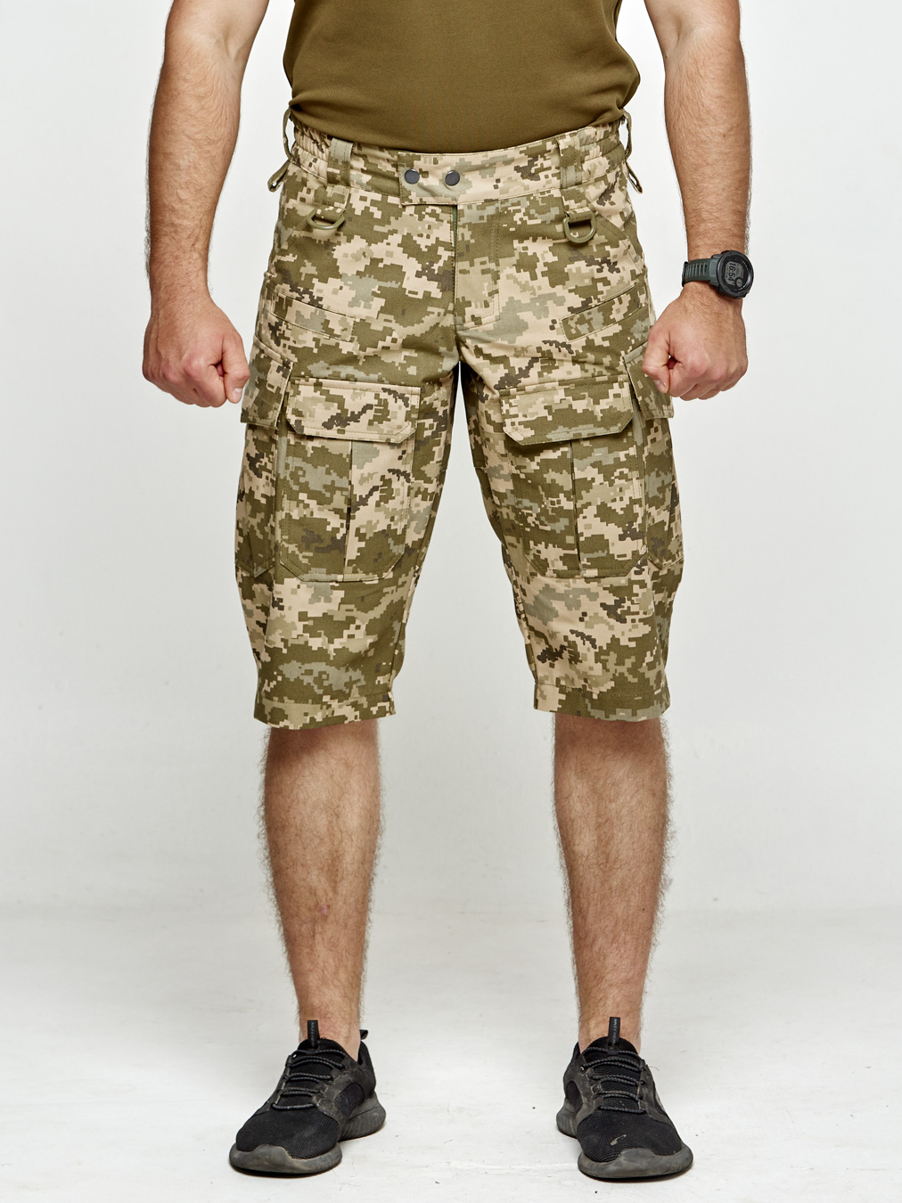 Чоловічі тактичні шорти UKM з чотирма накладними кишенями піксель