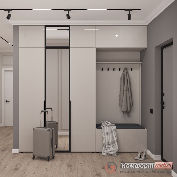 Прихожа з дзеркалом Flex 2.5 м з ДСП фасадами Кашемір в коридор