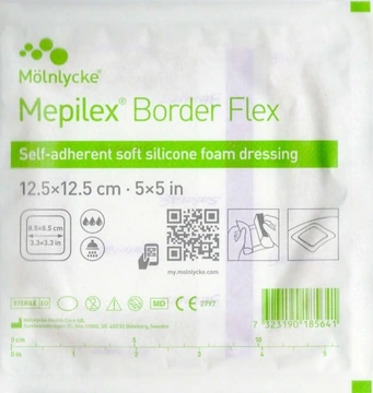 12.5×12.5см.Mepilex Border Flex універсальна самоклеюча пінопластова пов'язка.