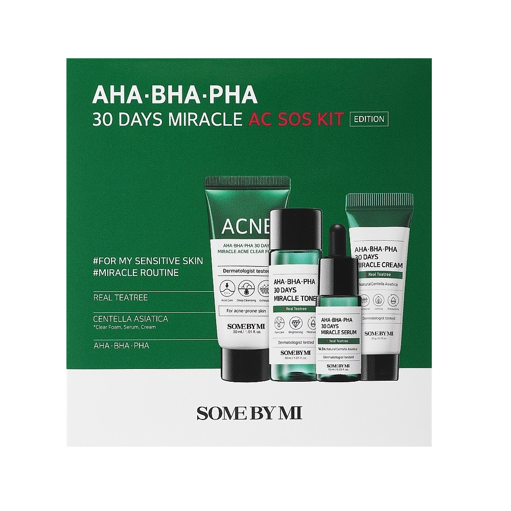 Набір мініатюр кислотних засобів для проблемної шкіри SOME BY MI AHA-BHA-PHA 30 Days Miracle AC SOS Kit​