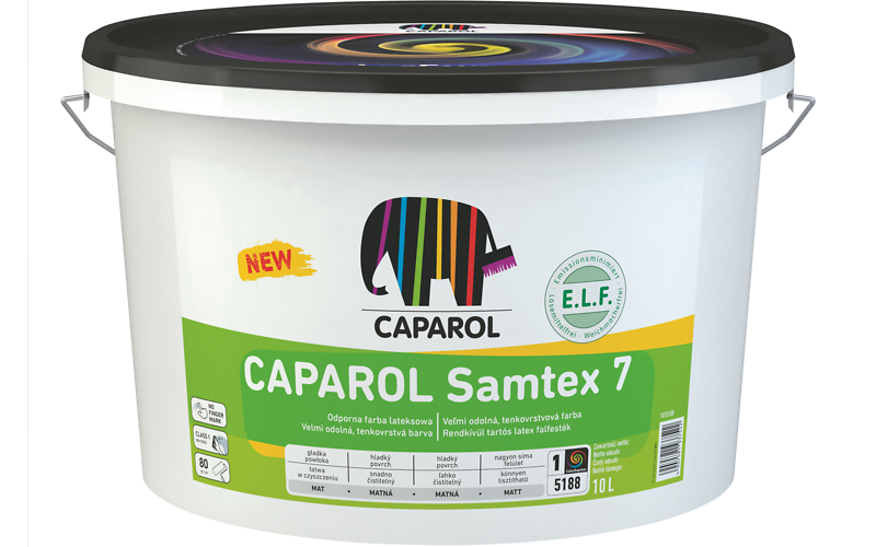 Фарба латексна CAPAROL SAMTEX 7 E. L. F. інтер'єрна, B1-біла, 10 л