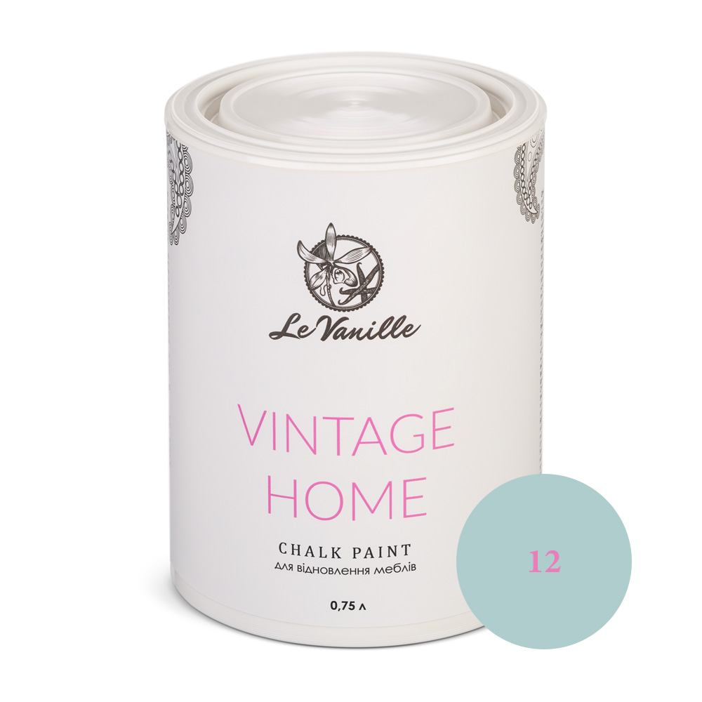 Крейдова фарба Le Vanille Vintage Home блідо-бірюзова (колір 12) 0,75 л