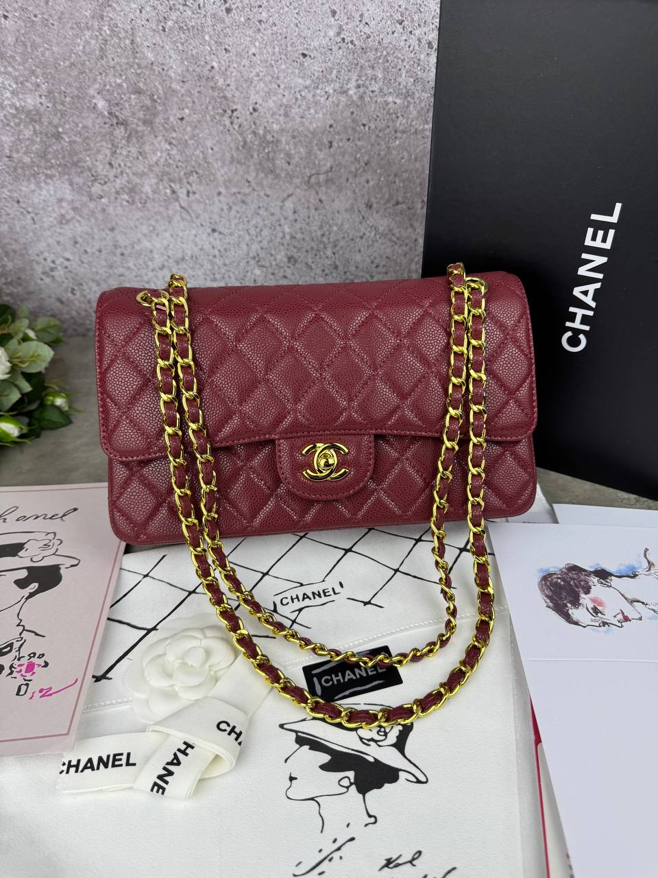 Chanel Burgundy Gold Texture
