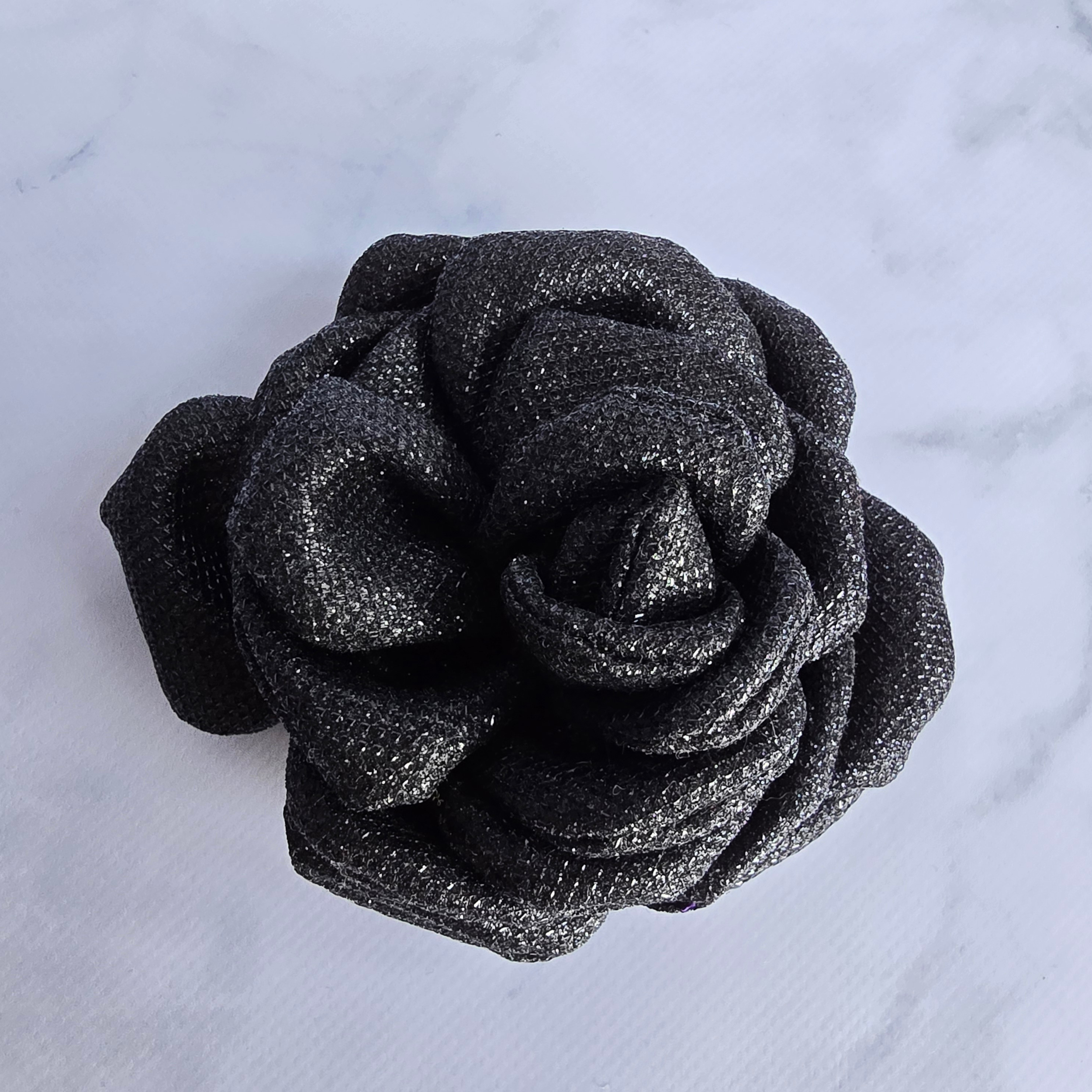 Flower Textile brooch Black rose