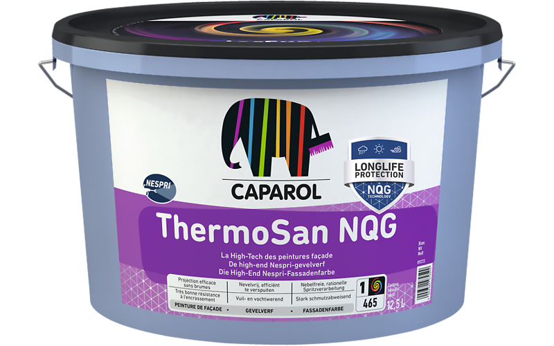 Фарба фасадна силіконова матова Caparol ThermoSan NQG | Фарба для вологої місцевості | Фарба стійка до грибка та мха